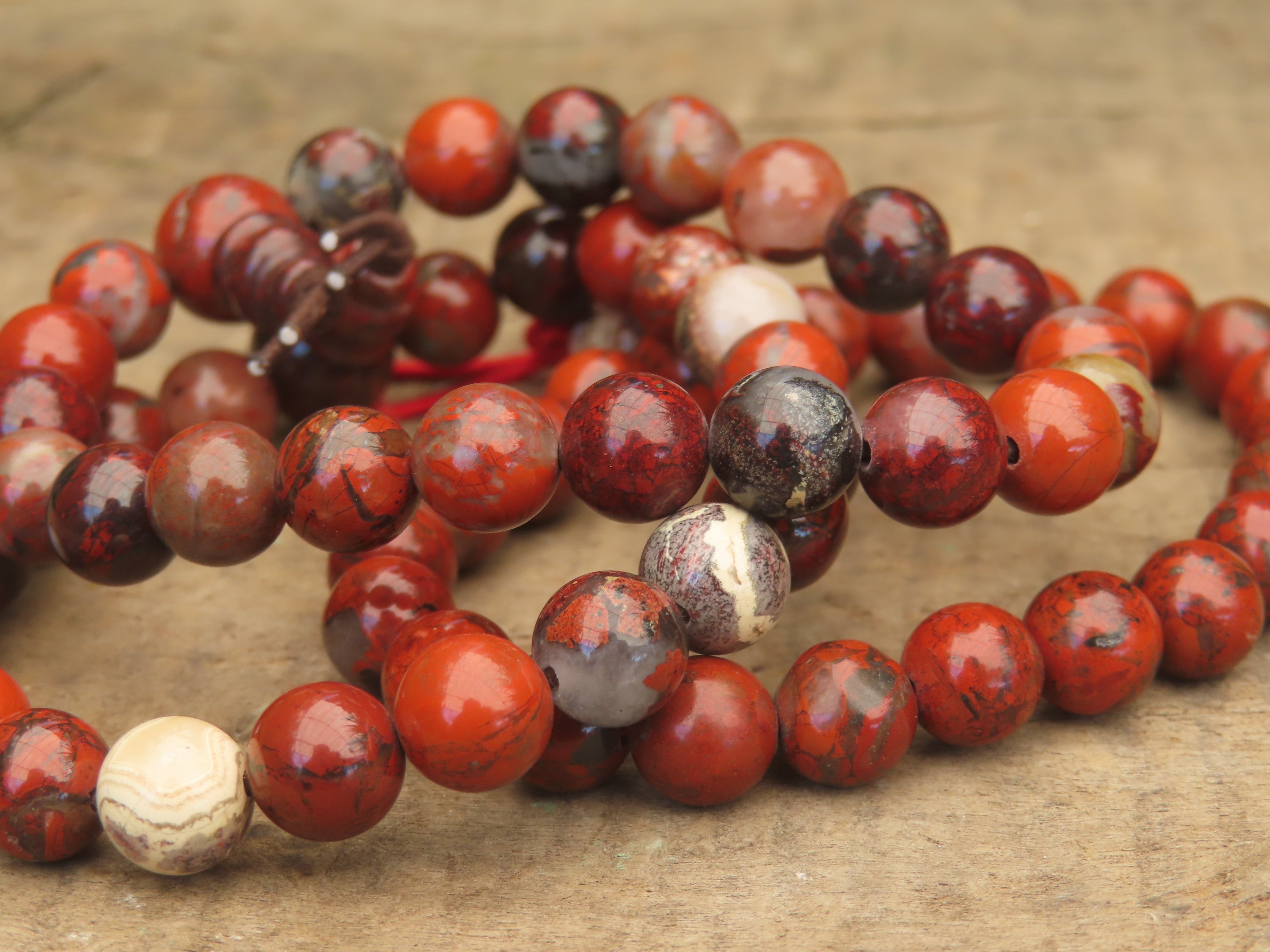 Polished Brecciated Red Jasper Beaded Stretch Buddha Bracelet - Sold Per Item - From South Africa - Toprock Gemstones and Minerals 