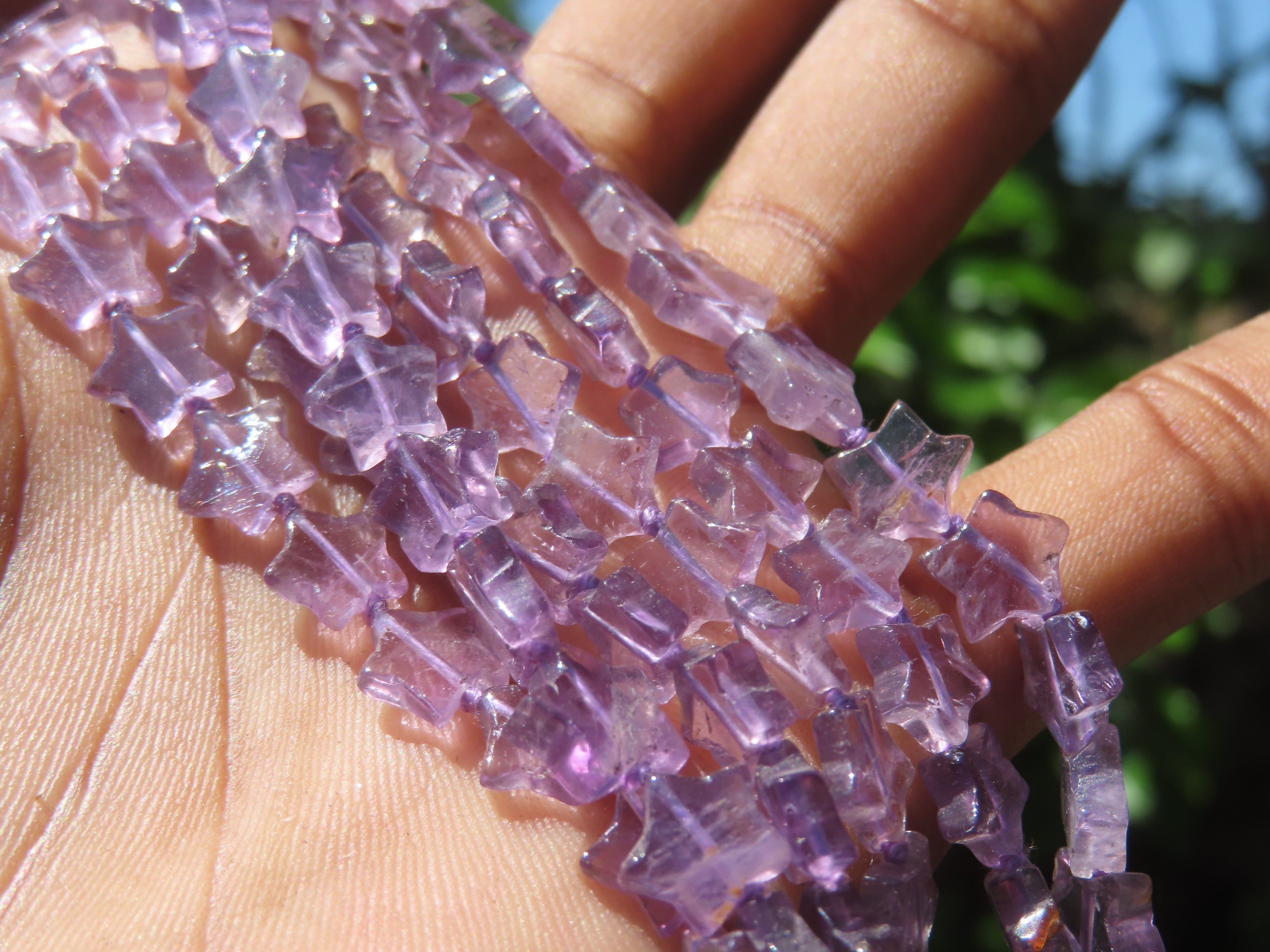 Polished Amethyst Fancy Star Shaped Beaded Necklace - Sold per Item- From Zambia - Toprock Gemstones and Minerals 