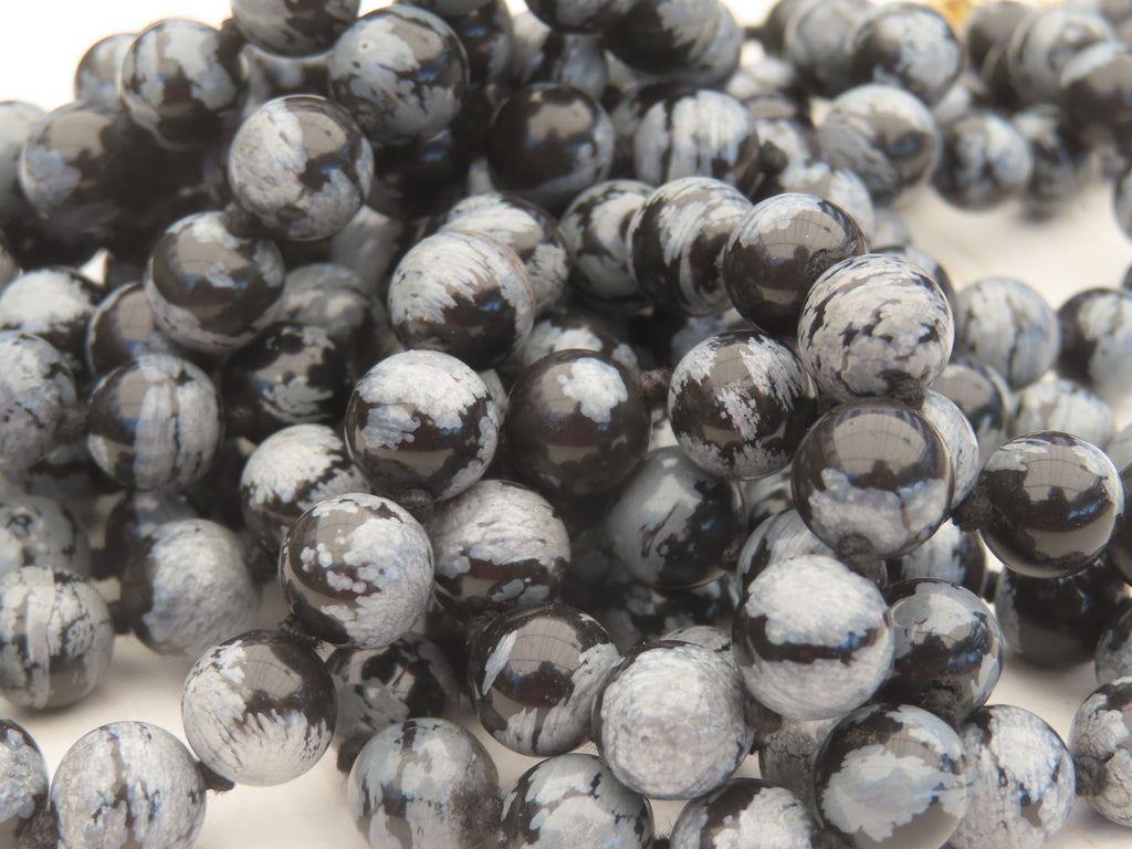 Polished Large Snowflake Obsidian Ball Shaped Beaded Necklace  - Sold per Item - From Mexico - Toprock Gemstones and Minerals 
