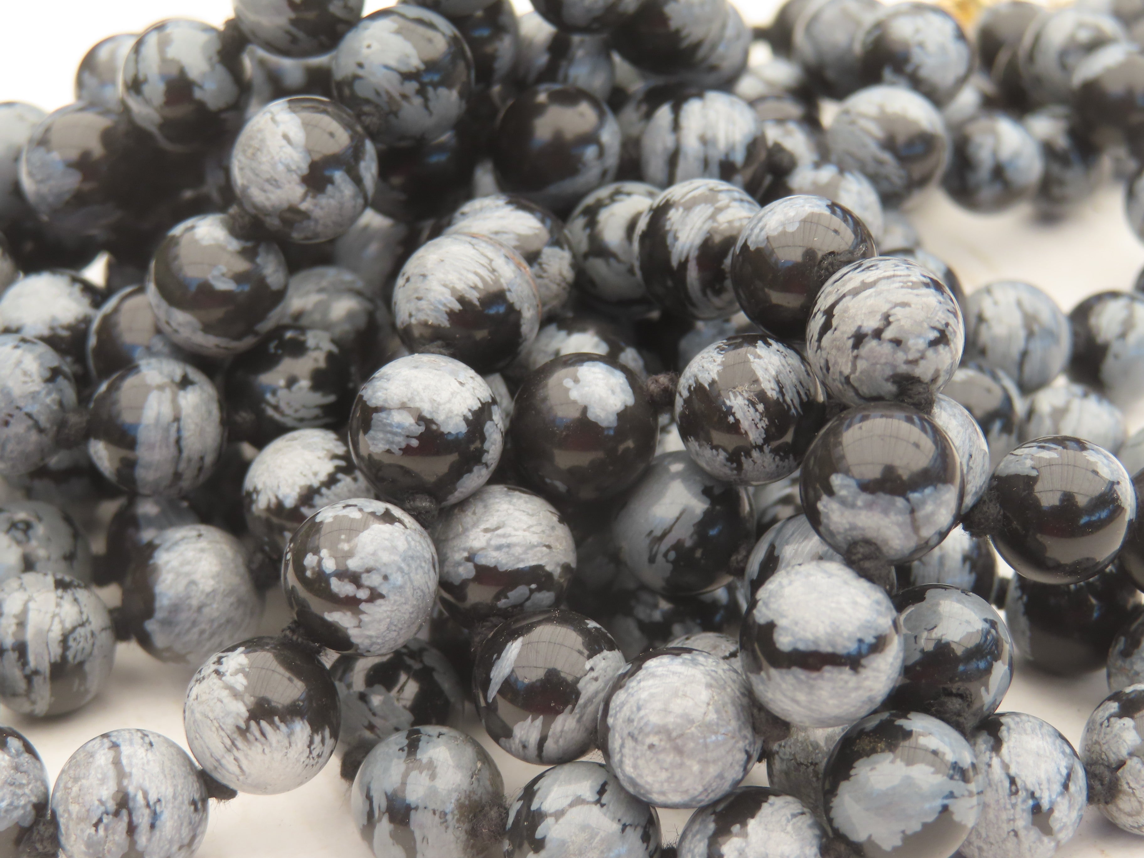 Polished Large Snowflake Obsidian Ball Shaped Beaded Necklace  - Sold per Item - From Mexico - Toprock Gemstones and Minerals 