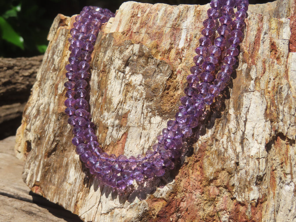 Polished Gem Amethyst Faceted Beaded Necklace - Sold per Item- From Zambia - Toprock Gemstones and Minerals 