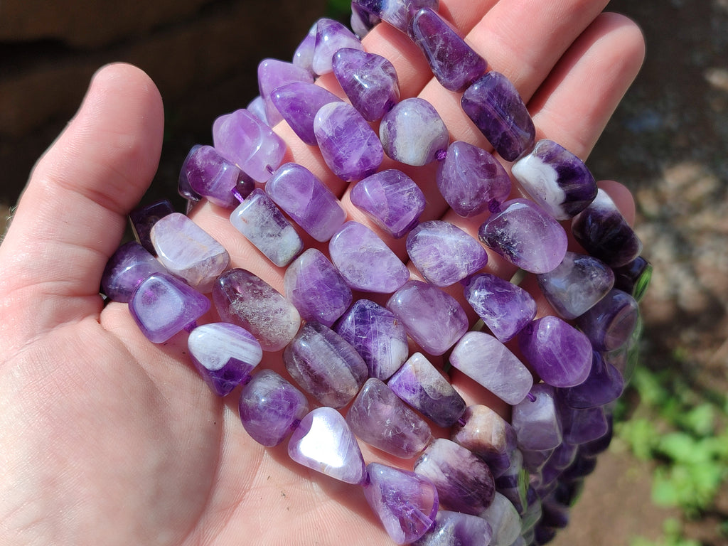 Polished Amethyst Tumble Chip Beaded Necklace - Sold per Item- From Zambia - Toprock Gemstones and Minerals 