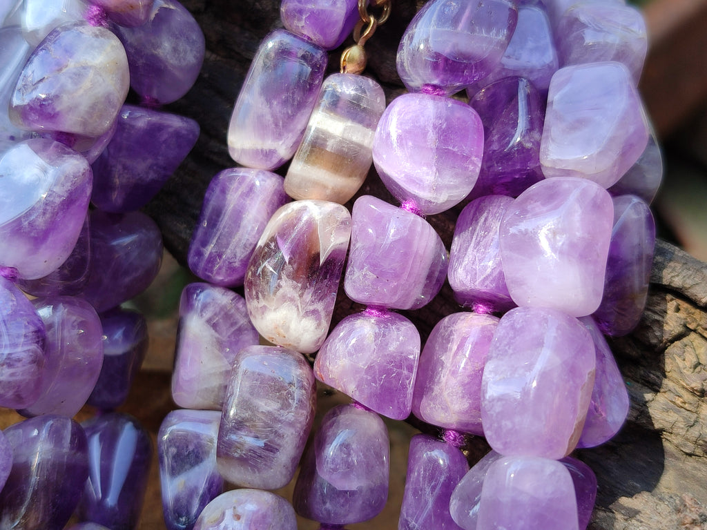 Polished Amethyst Tumble Chip Beaded Necklace - Sold per Item- From Zambia - Toprock Gemstones and Minerals 