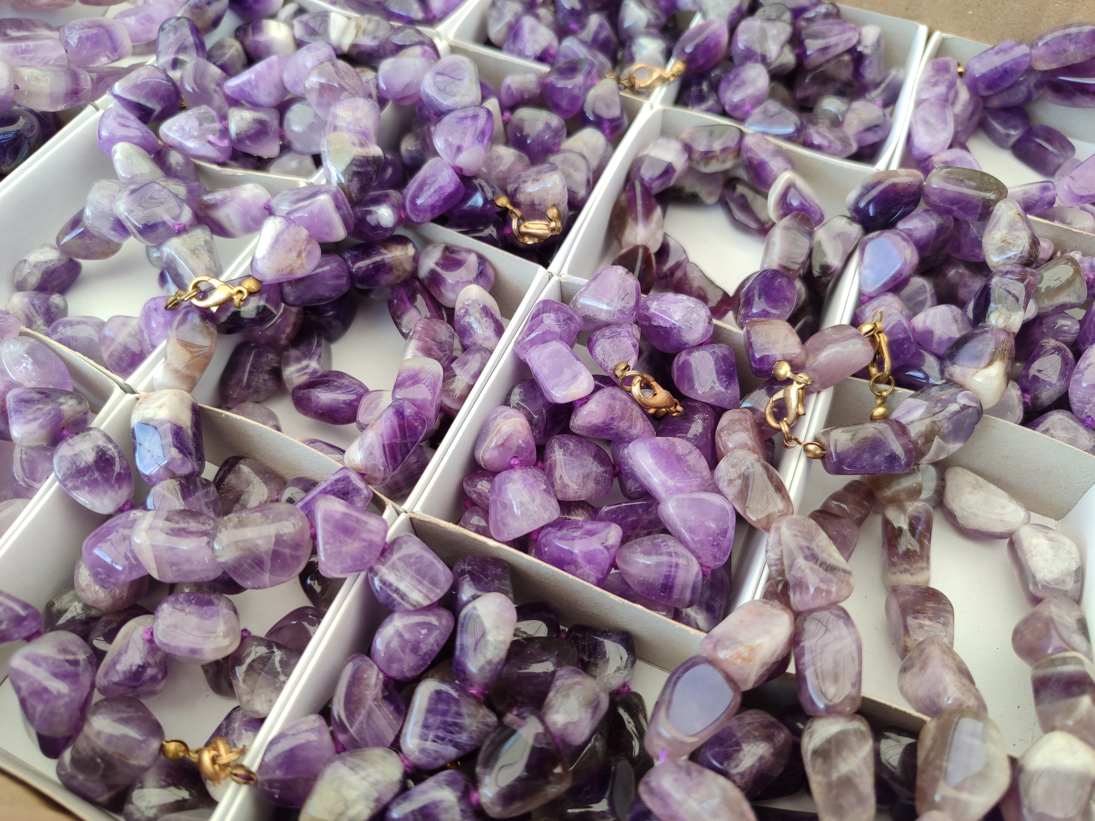 Polished Amethyst Tumble Chip Beaded Necklace - Sold per Item- From Zambia - Toprock Gemstones and Minerals 