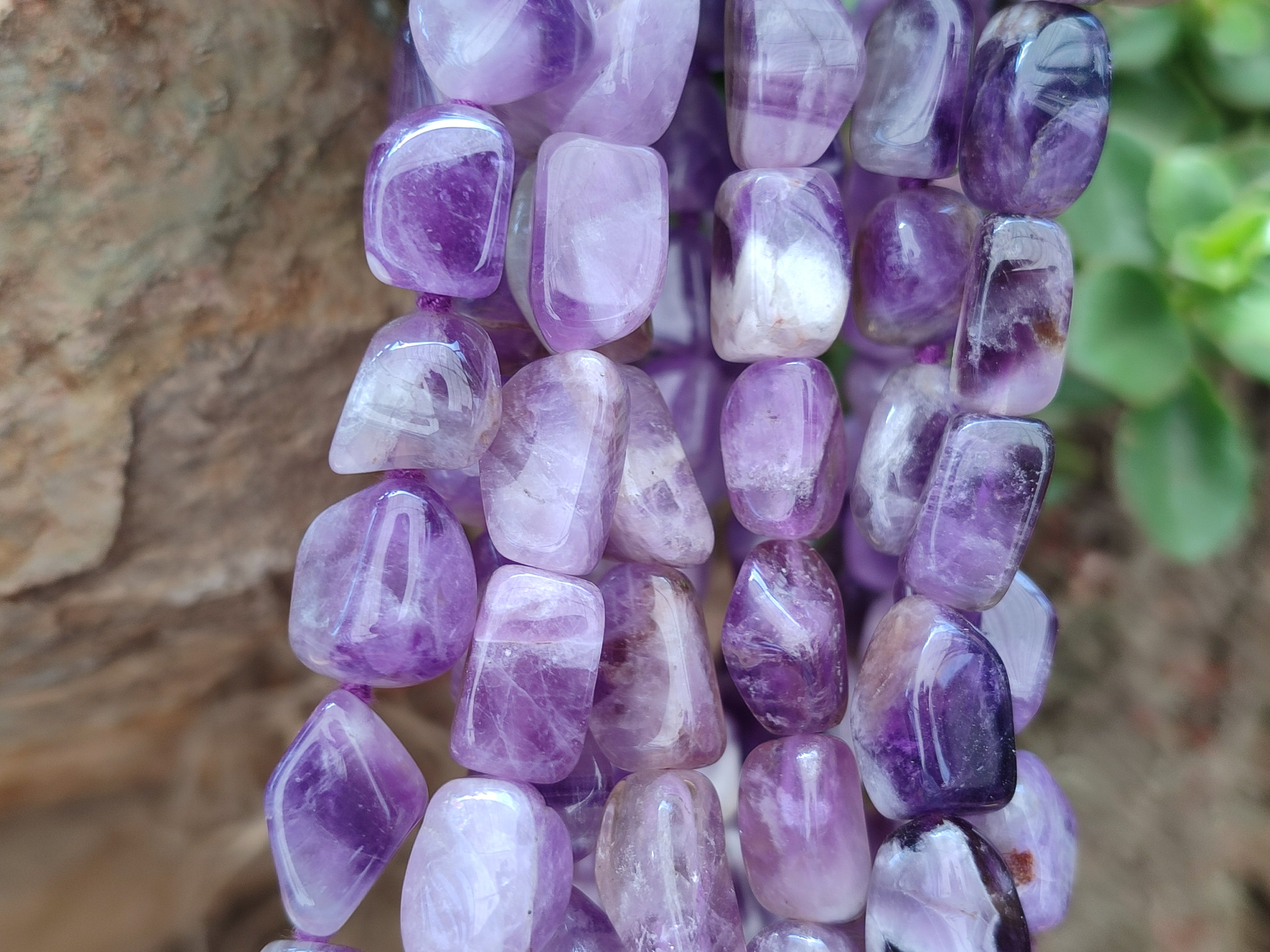 Polished Amethyst Tumble Chip Beaded Necklace - Sold per Item- From Zambia - Toprock Gemstones and Minerals 