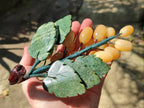 Polished Honey Aragonite Hanging Bunch of Grapes with Green Fuchsite Leaves - sold per item - From Namibia - Toprock Gemstones and Minerals 