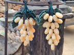 Polished Honey Aragonite Hanging Bunch of Grapes with Green Fuchsite Leaves - sold per item - From Namibia - Toprock Gemstones and Minerals 
