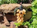 Polished Honey Aragonite Hanging Bunch of Grapes with Green Fuchsite Leaves - sold per item - From Namibia - Toprock Gemstones and Minerals 