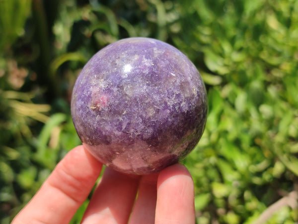 Polished Lepidolite with Pink Rubellite Spheres x 3 From Ambatondrazaka, Madagascar - Toprock Gemstones and Minerals 