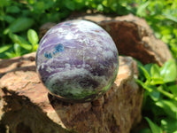 Polished Lepidolite with Pink Rubellite Spheres x 3 From Ambatondrazaka, Madagascar - Toprock Gemstones and Minerals 