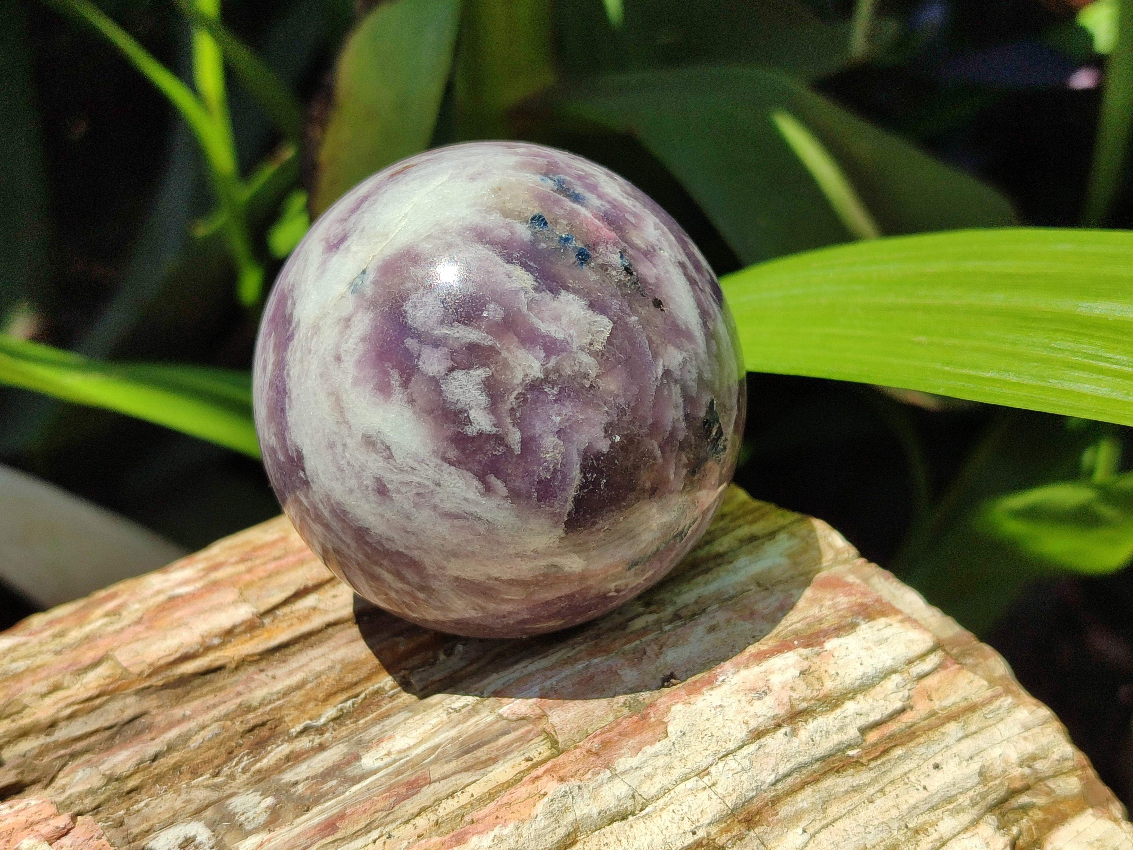 Polished Lepidolite with Pink Rubellite Spheres x 3 From Ambatondrazaka, Madagascar - Toprock Gemstones and Minerals 