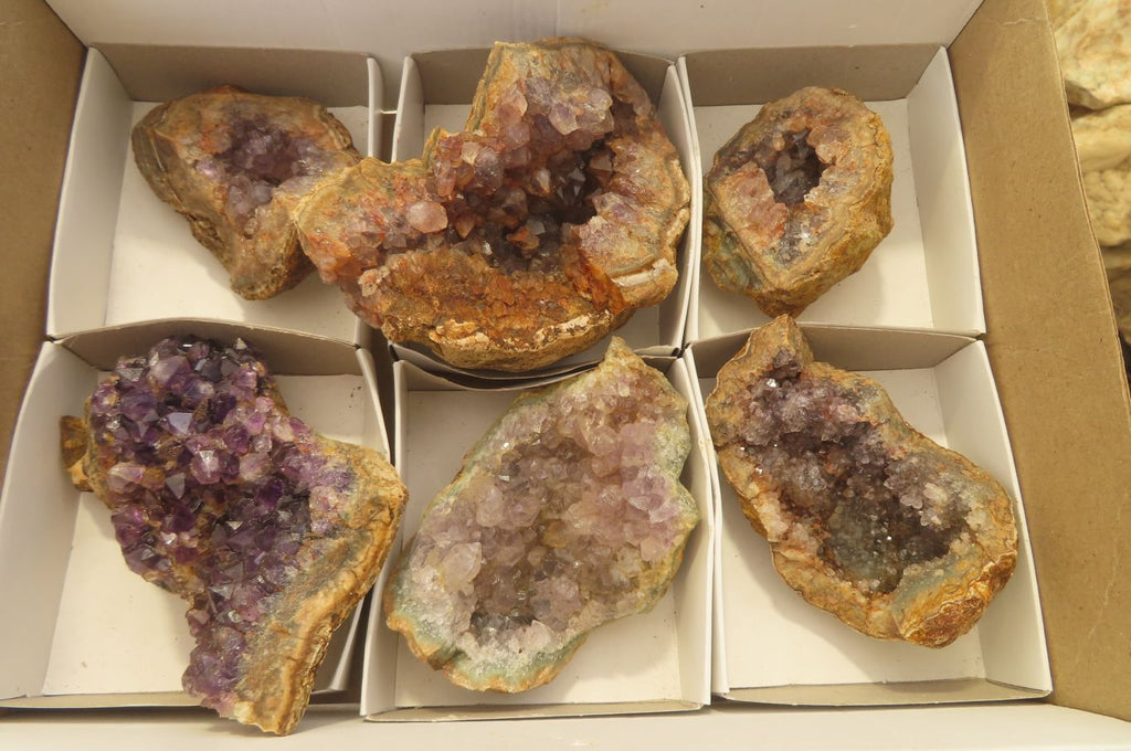 Natural Zululand Amethyst Geodes x 6 from Jozini, South Africa - Toprock Gemstones and Minerals 