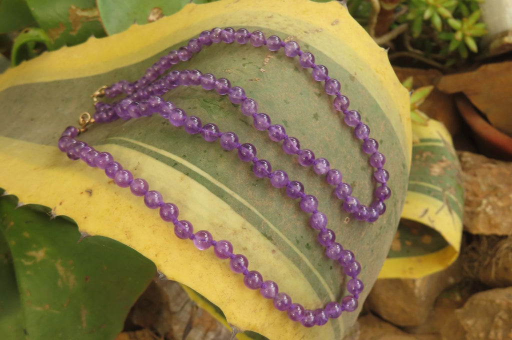 Polished Gem Amethyst Ball Shaped Beaded Necklace - Sold per Item- From Zambia - Toprock Gemstones and Minerals 