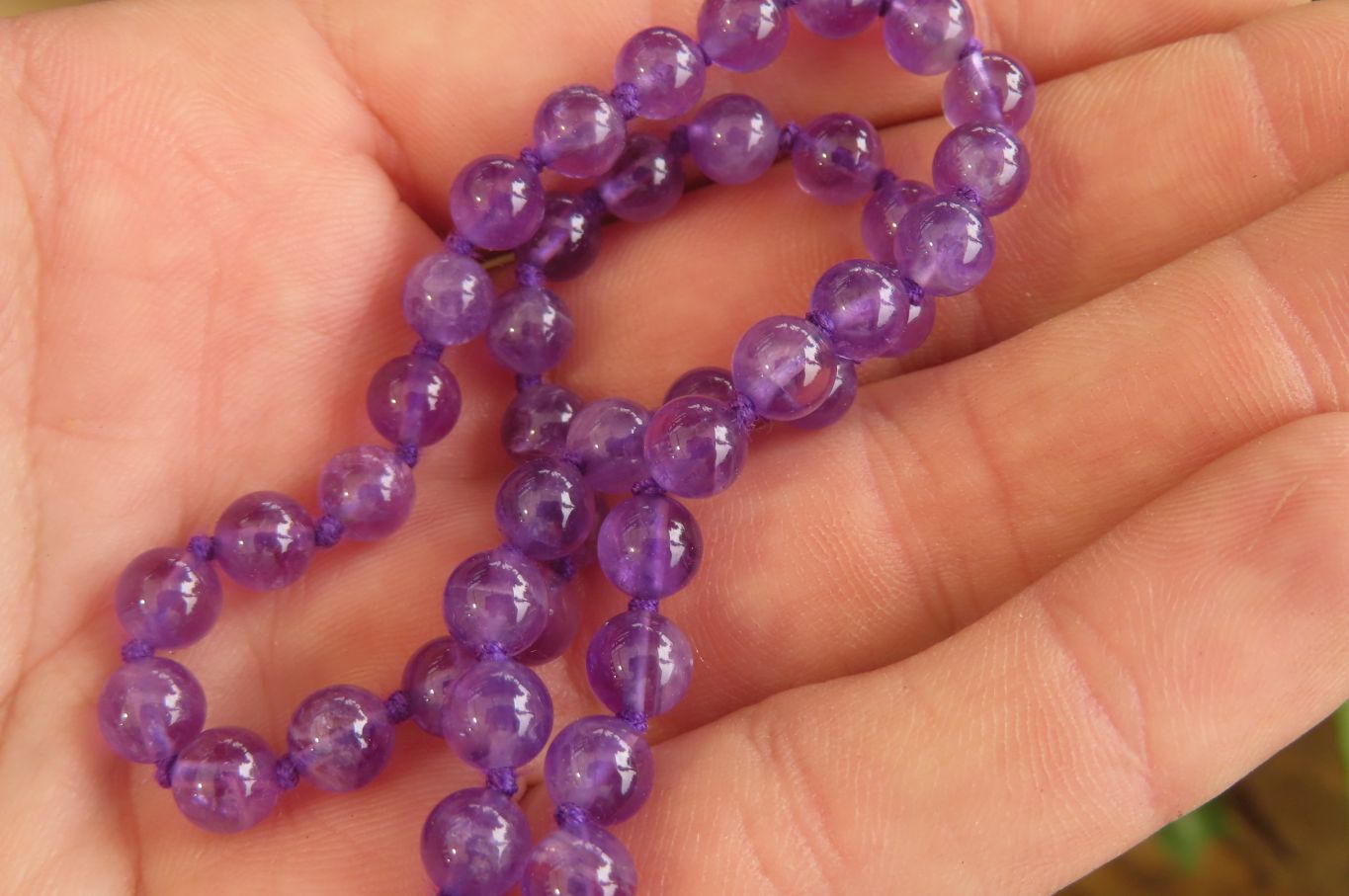 Polished Gem Amethyst Ball Shaped Beaded Necklace - Sold per Item- From Zambia - Toprock Gemstones and Minerals 