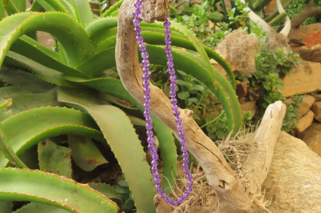 Polished Gem Amethyst Ball Shaped Beaded Necklace - Sold per Item- From Zambia - Toprock Gemstones and Minerals 