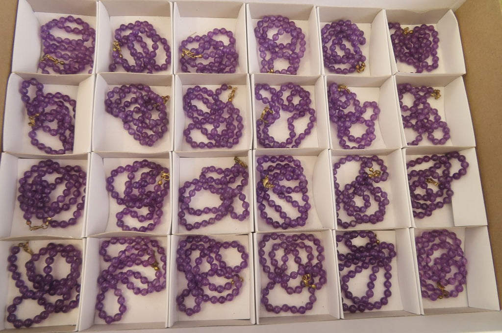 Polished Gem Amethyst Ball Shaped Beaded Necklace - Sold per Item- From Zambia - Toprock Gemstones and Minerals 