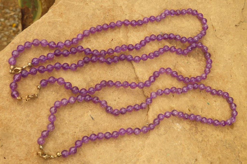 Polished Gem Amethyst Ball Shaped Beaded Necklace - Sold per Item- From Zambia - Toprock Gemstones and Minerals 