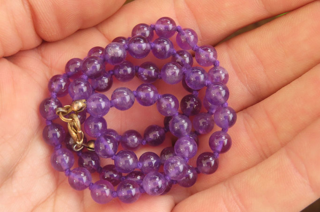 Polished Gem Amethyst Ball Shaped Beaded Necklace - Sold per Item- From Zambia - Toprock Gemstones and Minerals 