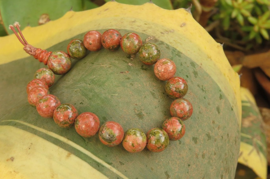 Polished Unakite Beaded Stretch Buddha Bracelet - Sold Per Item - From South Africa - Toprock Gemstones and Minerals 