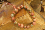 Polished Unakite Beaded Stretch Buddha Bracelet - Sold Per Item - From South Africa - Toprock Gemstones and Minerals 