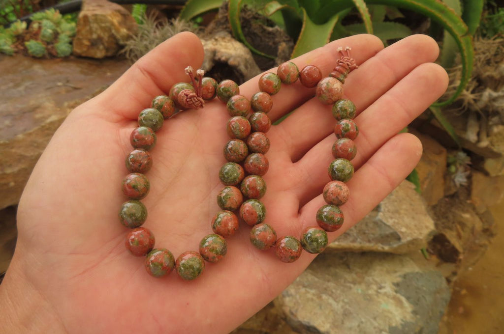 Polished Unakite Beaded Stretch Buddha Bracelet - Sold Per Item - From South Africa - Toprock Gemstones and Minerals 