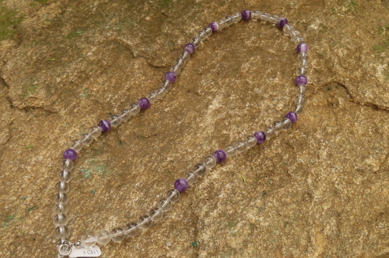 Polished Quartz & Gem Amethyst Ball Shaped Bead Necklace - Sold Per Item - From Zambia - Toprock Gemstones and Minerals 