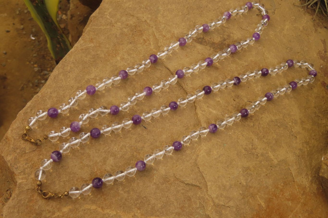 Polished Quartz & Gem Amethyst Ball Shaped Bead Necklace - Sold Per Item - From Zambia - Toprock Gemstones and Minerals 