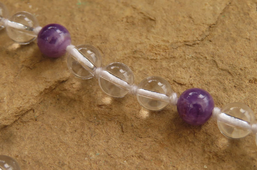 Polished Quartz & Gem Amethyst Ball Shaped Bead Necklace - Sold Per Item - From Zambia - Toprock Gemstones and Minerals 