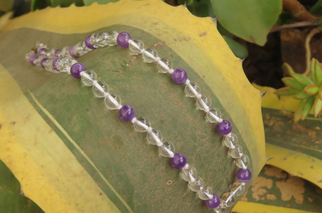 Polished Quartz & Gem Amethyst Ball Shaped Bead Necklace - Sold Per Item - From Zambia - Toprock Gemstones and Minerals 