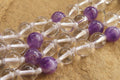 Polished Quartz & Gem Amethyst Ball Shaped Bead Necklace - Sold Per Item - From Zambia - Toprock Gemstones and Minerals 