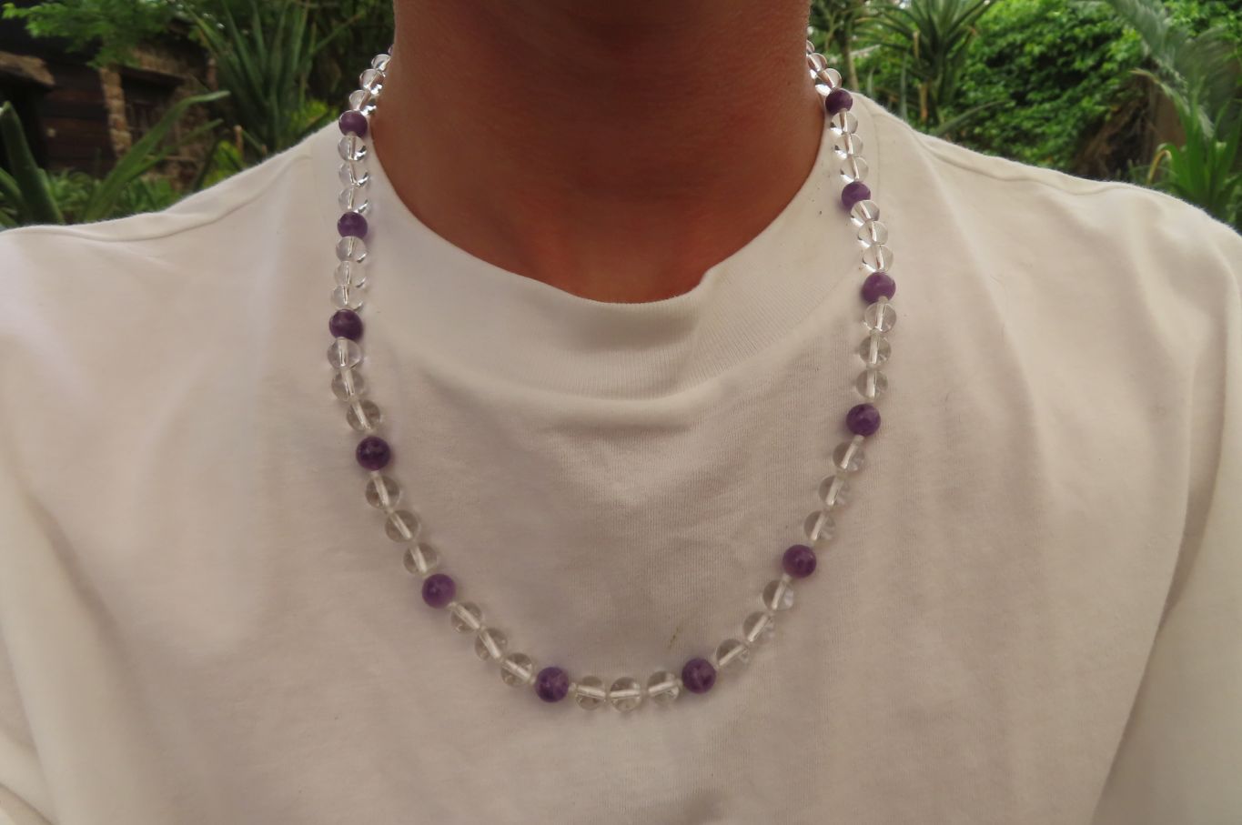 Polished Quartz & Gem Amethyst Ball Shaped Bead Necklace - Sold Per Item - From Zambia - Toprock Gemstones and Minerals 