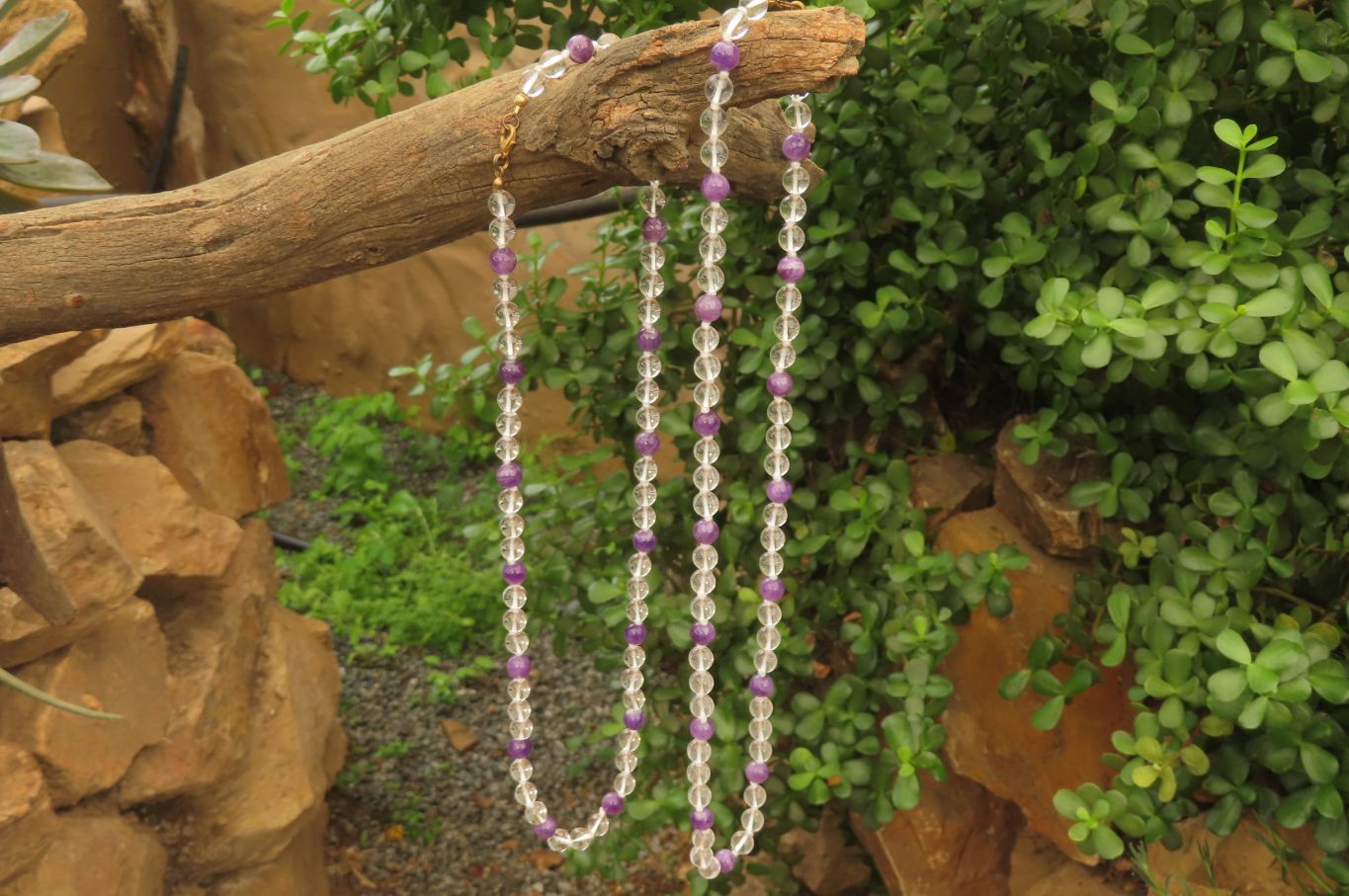 Polished Quartz & Gem Amethyst Ball Shaped Bead Necklace - Sold Per Item - From Zambia - Toprock Gemstones and Minerals 