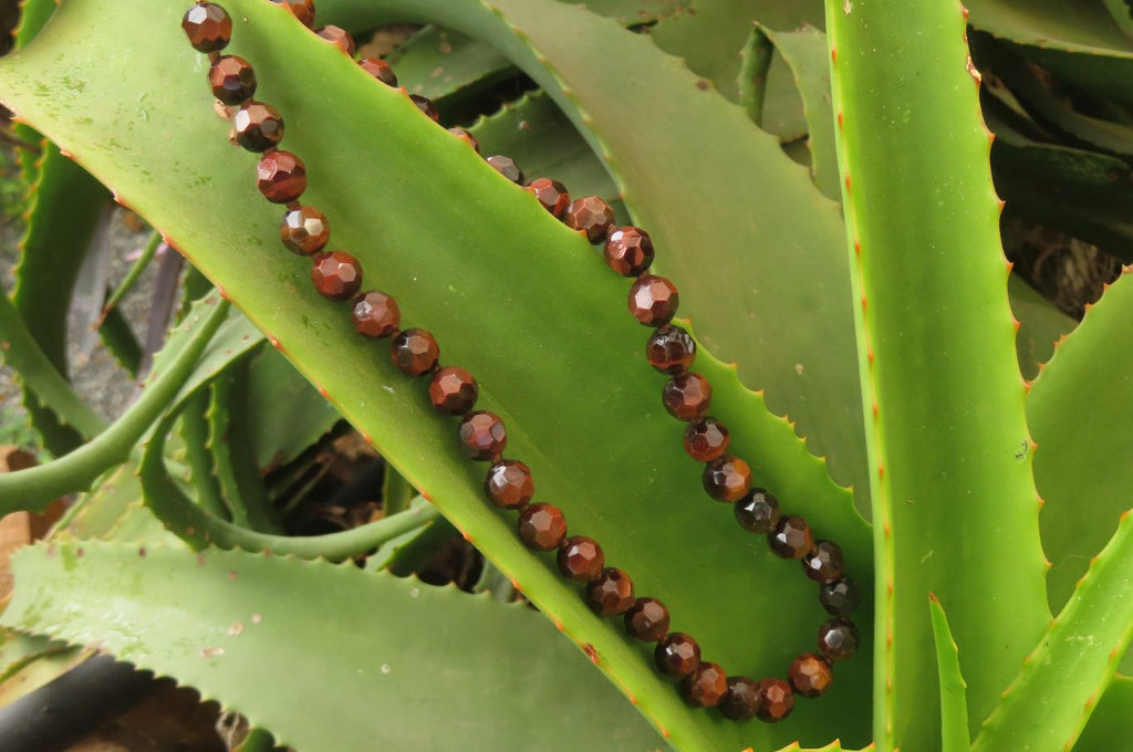 Polished Red Tigers Eye Faceted Beaded Necklace - Sold Per Item - From South Africa - Toprock Gemstones and Minerals 