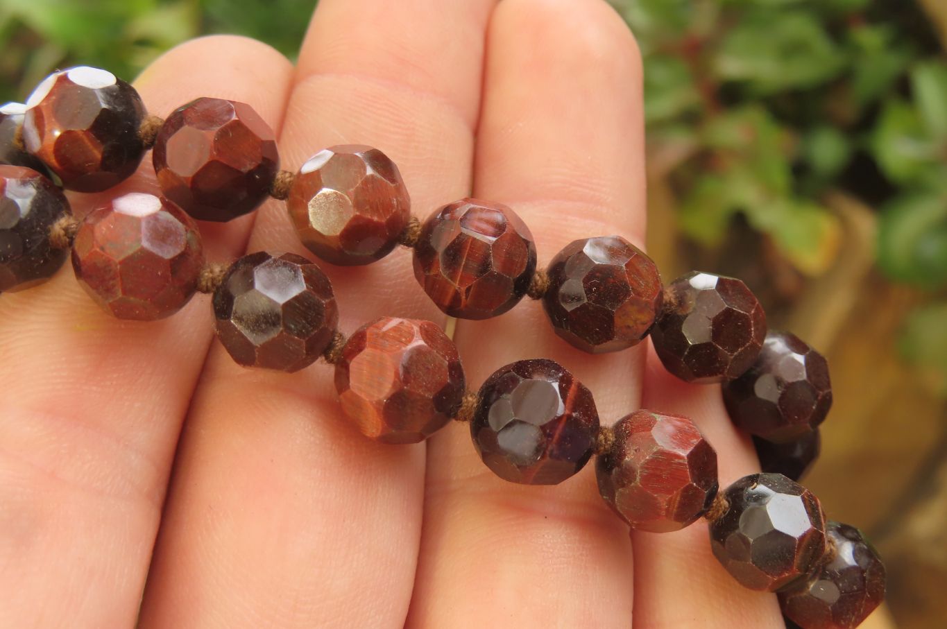Polished Red Tigers Eye Faceted Beaded Necklace - Sold Per Item - From South Africa - Toprock Gemstones and Minerals 