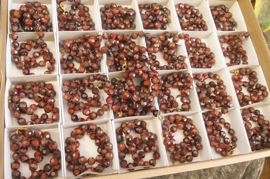 Polished Red Tigers Eye Faceted Beaded Necklace - Sold Per Item - From South Africa - Toprock Gemstones and Minerals 