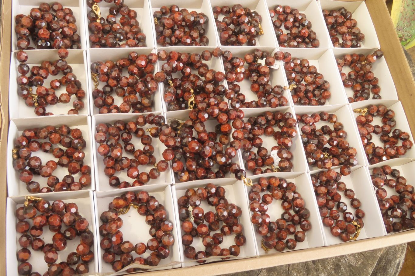 Polished Red Tigers Eye Faceted Beaded Necklace - Sold Per Item - From South Africa - Toprock Gemstones and Minerals 