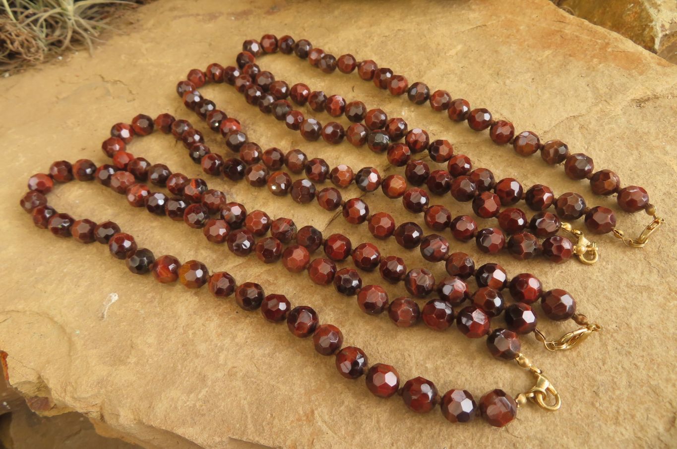 Polished Red Tigers Eye Faceted Beaded Necklace - Sold Per Item - From South Africa - Toprock Gemstones and Minerals 