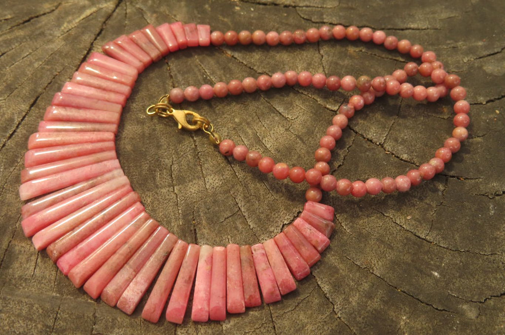 Polished Pink Rhodonite Egyptian Choker Necklace - Sold Per Item - From Madagascar - Toprock Gemstones and Minerals 