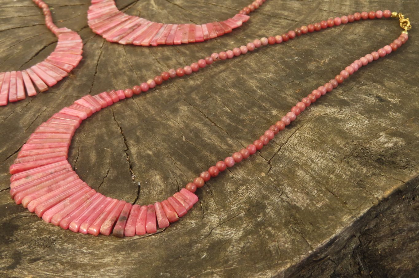 Polished Pink Rhodonite Egyptian Choker Necklace - Sold Per Item - From Madagascar - Toprock Gemstones and Minerals 
