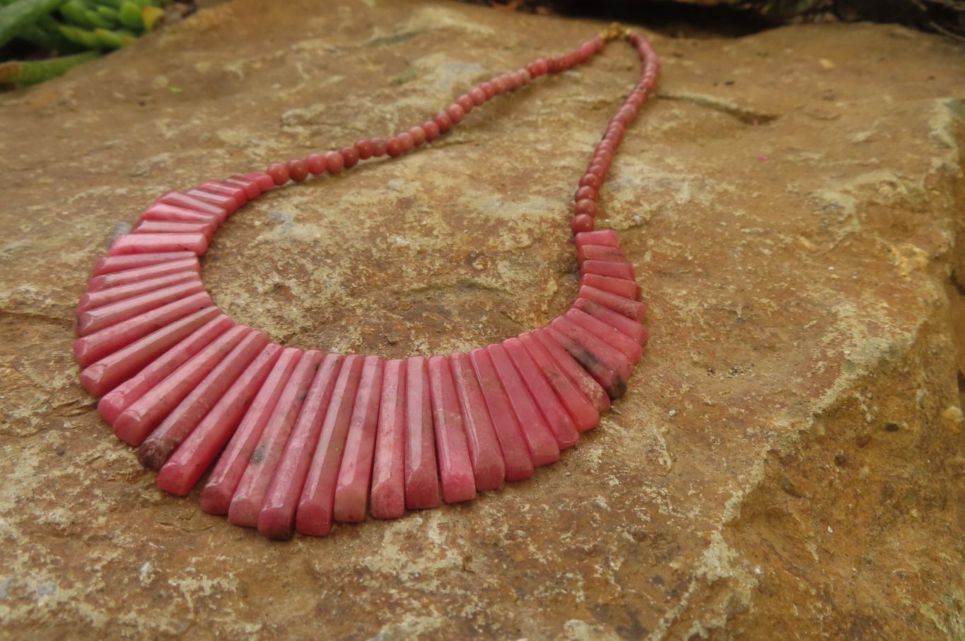 Polished Pink Rhodonite Egyptian Choker Necklace - Sold Per Item - From Madagascar - Toprock Gemstones and Minerals 