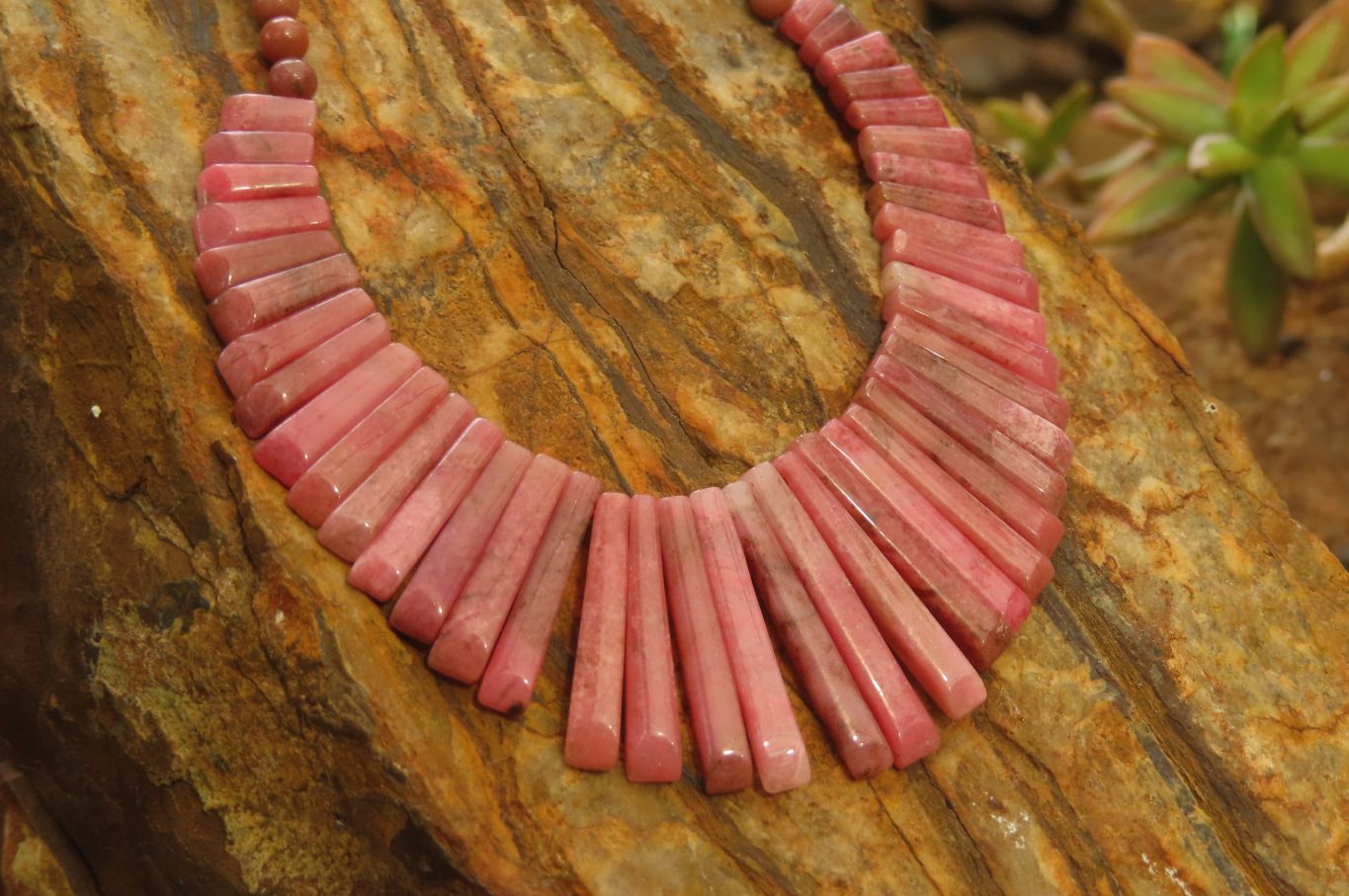 Polished Pink Rhodonite Egyptian Choker Necklace - Sold Per Item - From Madagascar - Toprock Gemstones and Minerals 