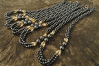 Polished Silver Hematite and Freshwater Pearl Triple Twisted Beaded Necklace - Sold Per Item - From China - Toprock Gemstones and Minerals 