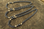 Polished Silver Hematite and Freshwater Pearl Triple Twisted Beaded Necklace - Sold Per Item - From China - Toprock Gemstones and Minerals 