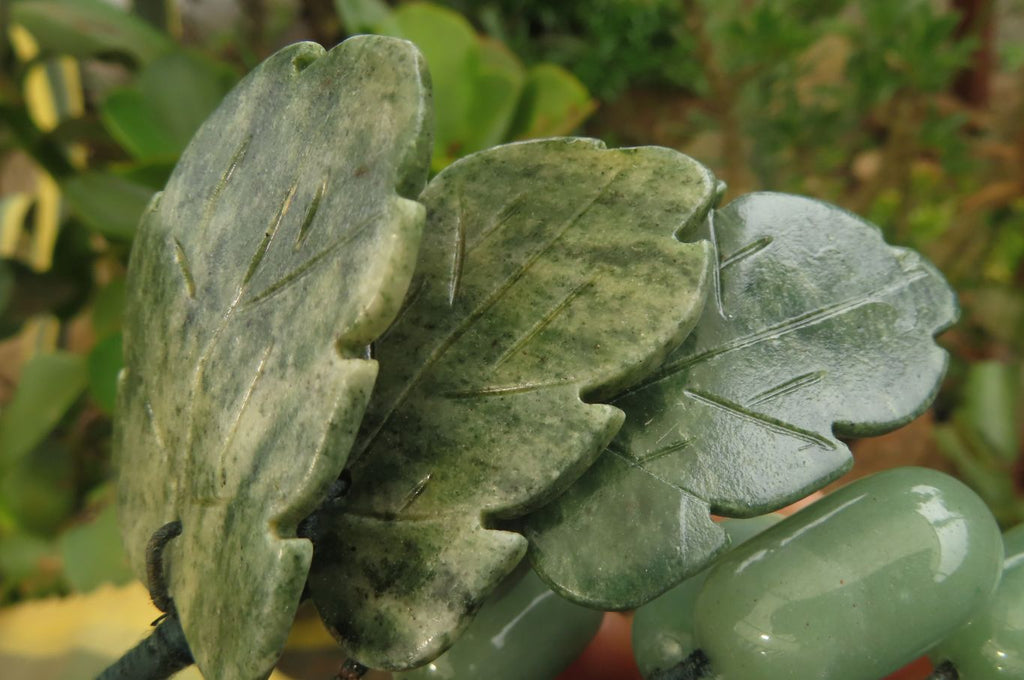 Polished Aventurine Hanging Bunch of Grapes with Green Fuchsite Leaves - sold per item - From Zimbabwe - Toprock Gemstones and Minerals 