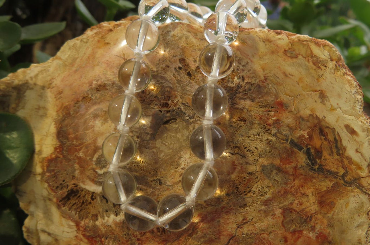 Polished Clear Quartz Rock Crystal Ball Shaped Bead Necklace - Sold Per Item - From Brazil - Toprock Gemstones and Minerals 