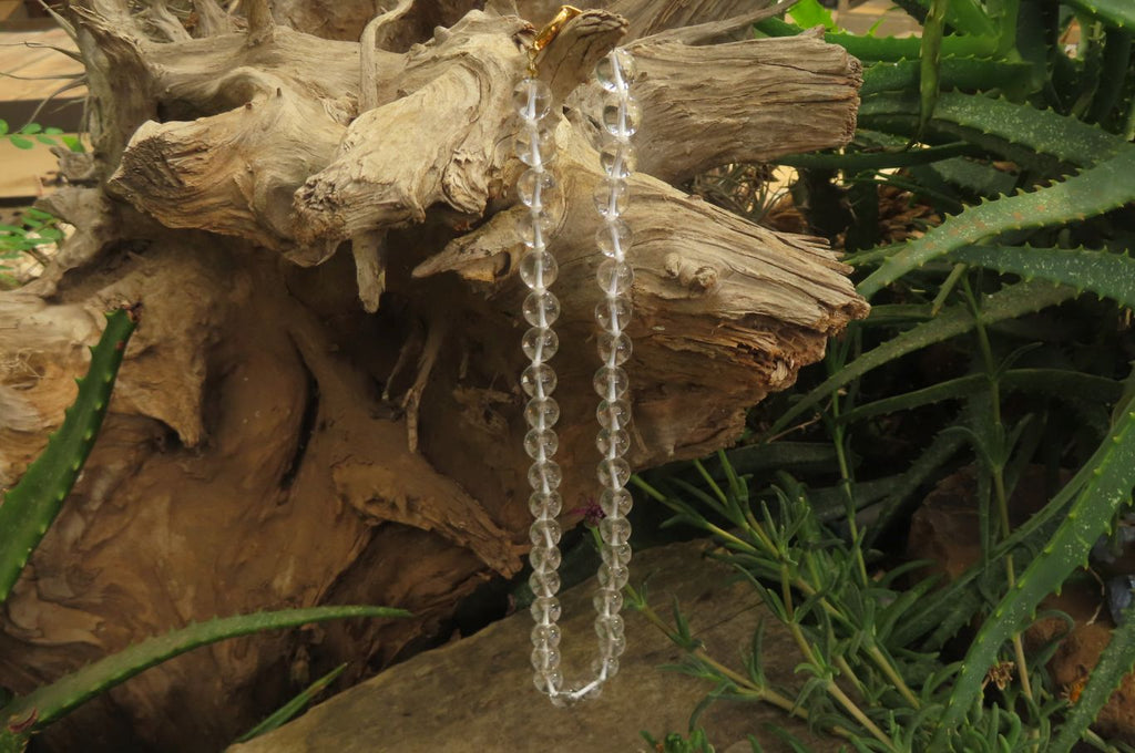 Polished Clear Quartz Rock Crystal Ball Shaped Bead Necklace - Sold Per Item - From Brazil - Toprock Gemstones and Minerals 
