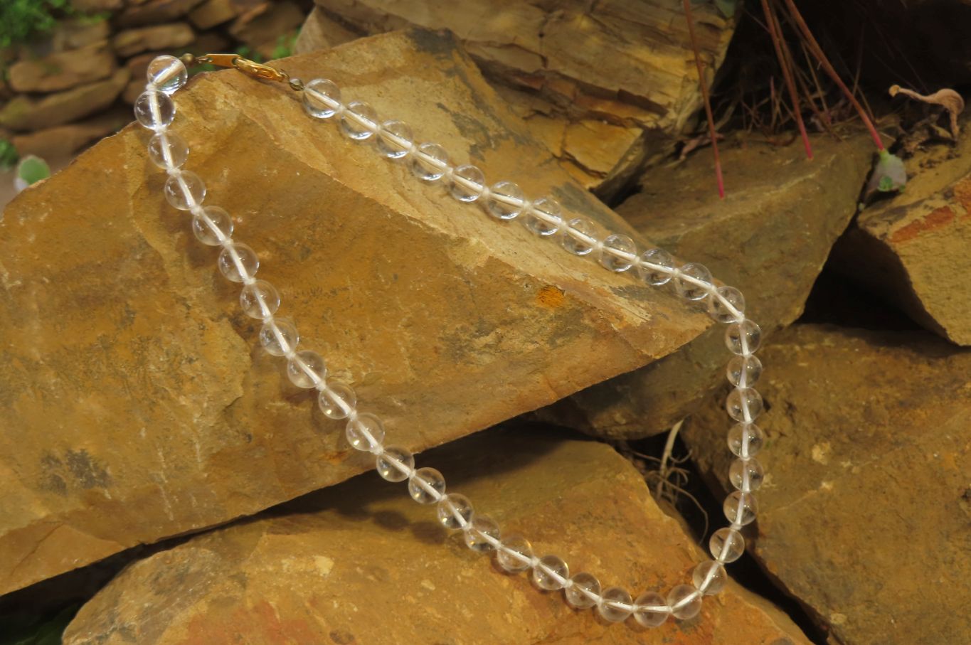 Polished Clear Quartz Rock Crystal Ball Shaped Bead Necklace - Sold Per Item - From Brazil - Toprock Gemstones and Minerals 