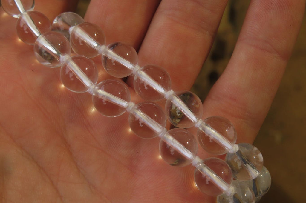 Polished Clear Quartz Rock Crystal Ball Shaped Bead Necklace - Sold Per Item - From Brazil - Toprock Gemstones and Minerals 