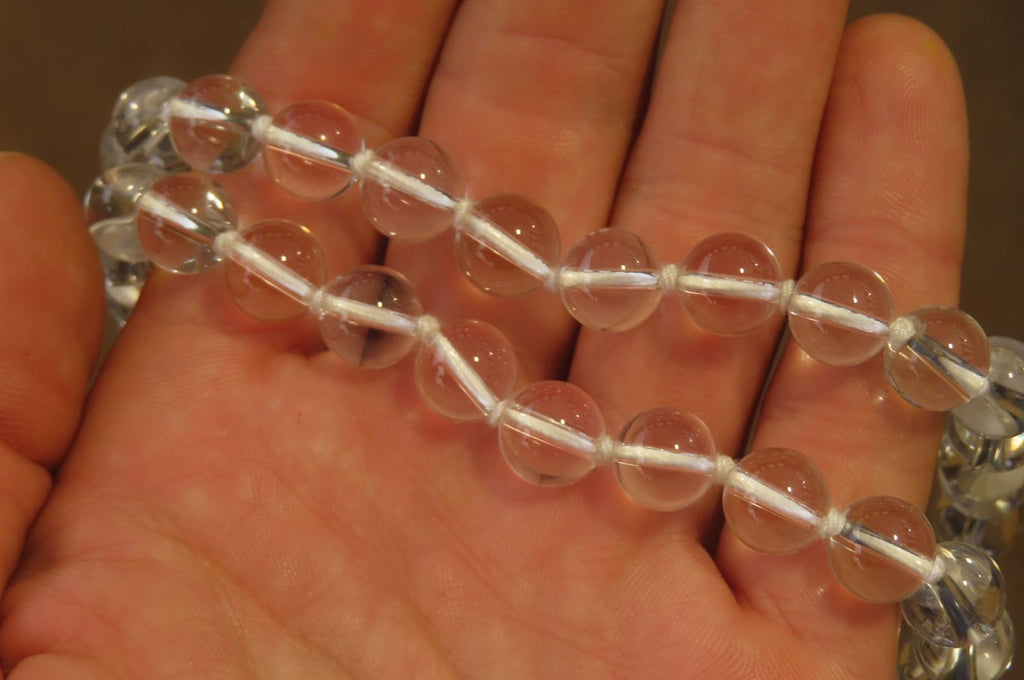 Polished Clear Quartz Rock Crystal Ball Shaped Bead Necklace - Sold Per Item - From Brazil - Toprock Gemstones and Minerals 