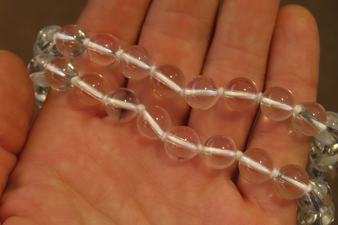 Polished Clear Quartz Rock Crystal Ball Shaped Bead Necklace - Sold Per Item - From Brazil - Toprock Gemstones and Minerals 